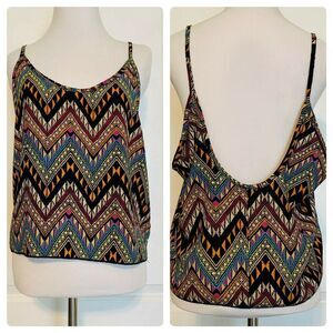 Los Angeles Boutique Flowy Boho Sleeveless Tank Top Geometric Festival Tribal M